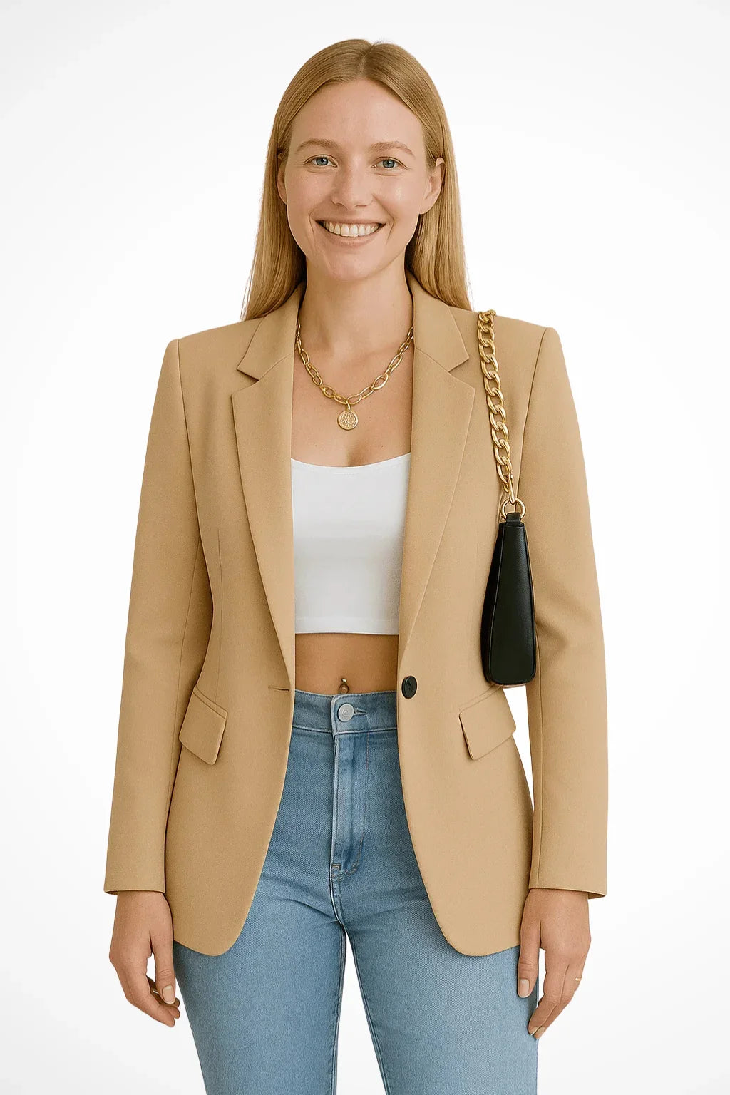 Tailored Single-Button Blazer