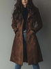Women's Trench Coat with Lapel Collar and Side Pockets
