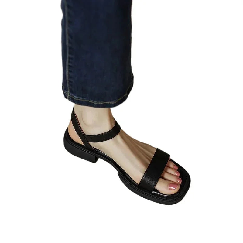 Vegan Leather Chunky Platform Sandals with Ankle Strap