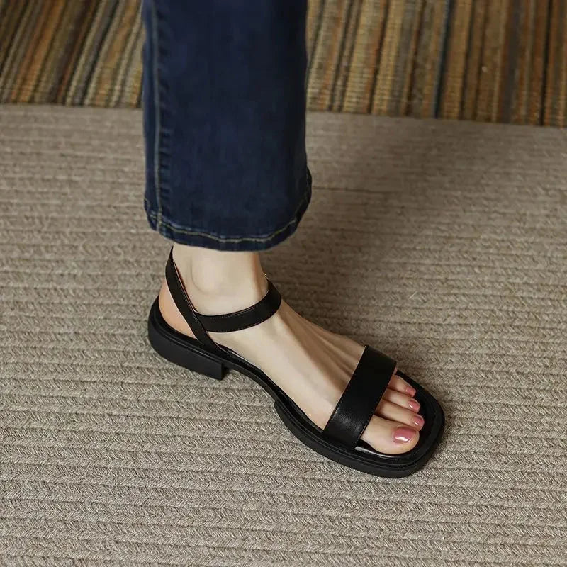 Vegan Leather Chunky Platform Sandals with Ankle Strap