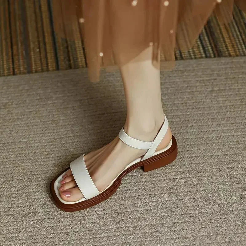 Vegan Leather Chunky Platform Sandals with Ankle Strap