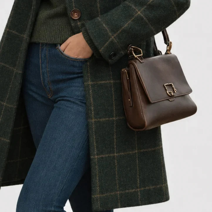 Women's Warm Blend Checkered Wool Coat