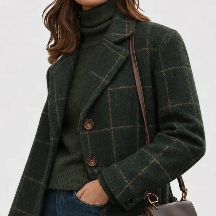 Women's Warm Blend Checkered Wool Coat