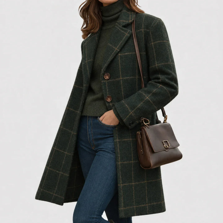 Women's Warm Blend Checkered Wool Coat
