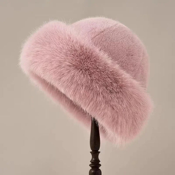 Faux Fur Winter Hat with Wide Cuffed Brim