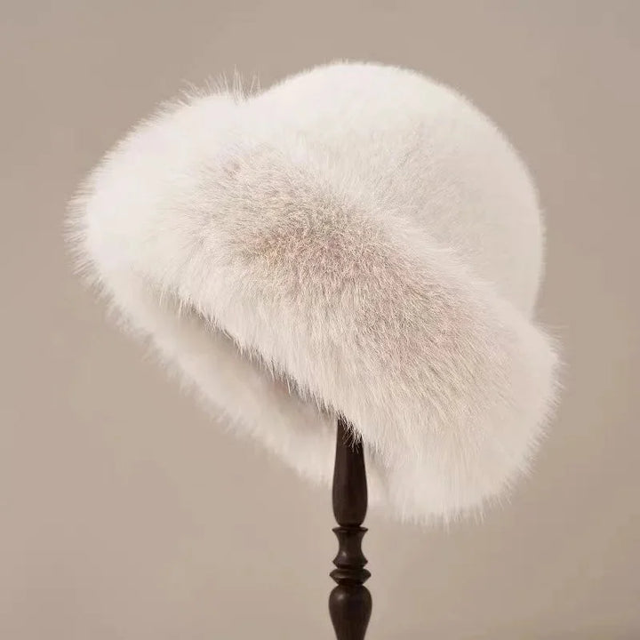 Faux Fur Winter Hat with Wide Cuffed Brim