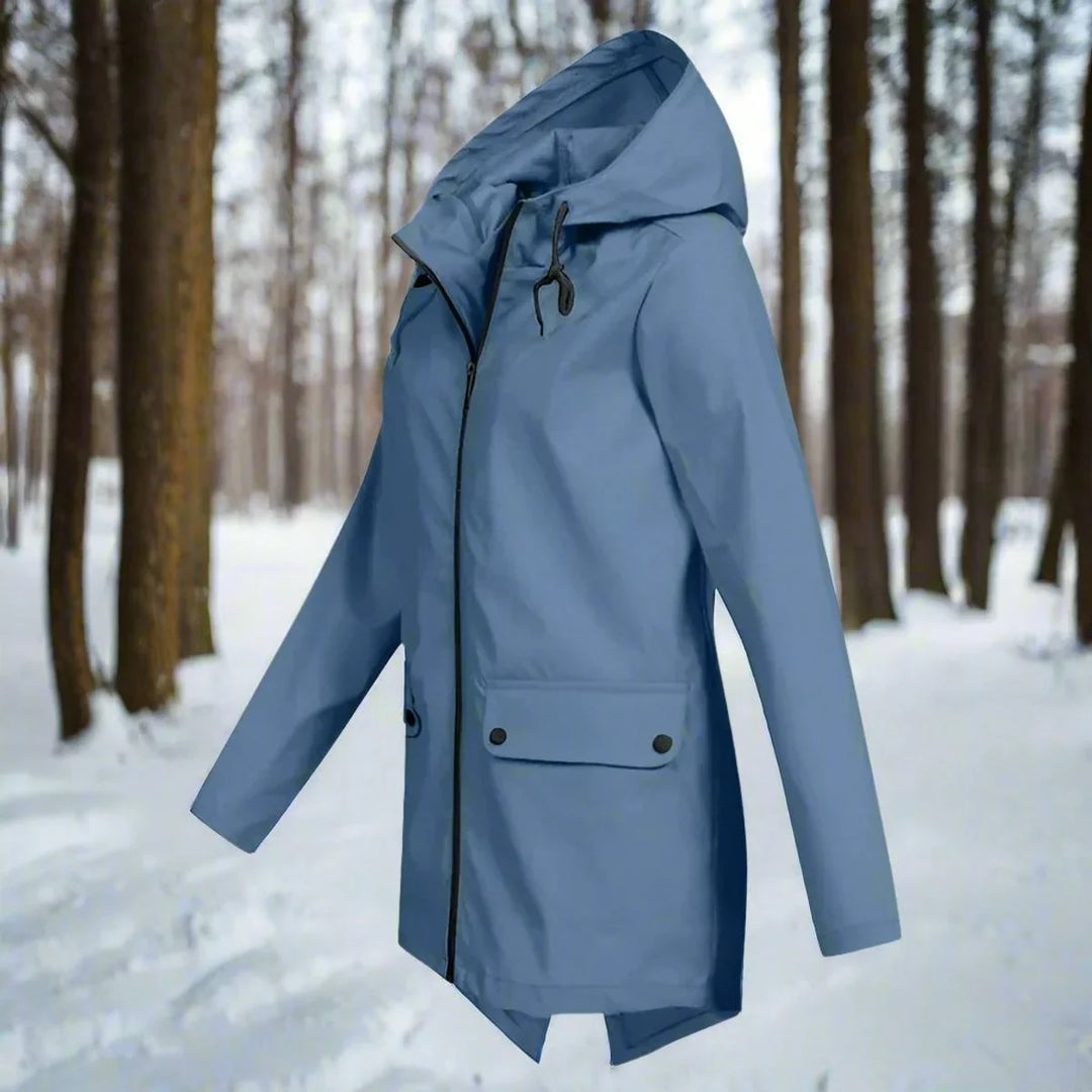 Waterproof Hooded Rain Jacket, Longline Zip-Up