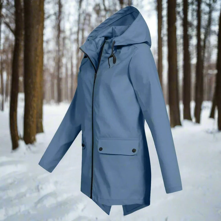 Waterproof Hooded Rain Jacket, Longline Zip-Up
