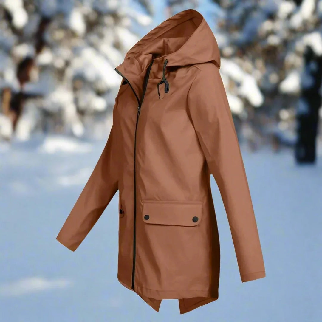Waterproof Hooded Rain Jacket, Longline Zip-Up