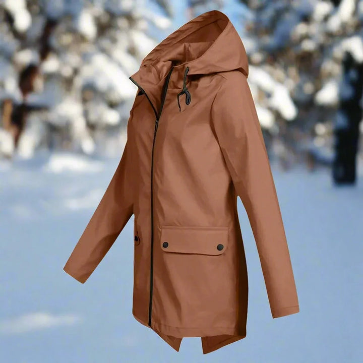 Waterproof Hooded Rain Jacket, Longline Zip-Up