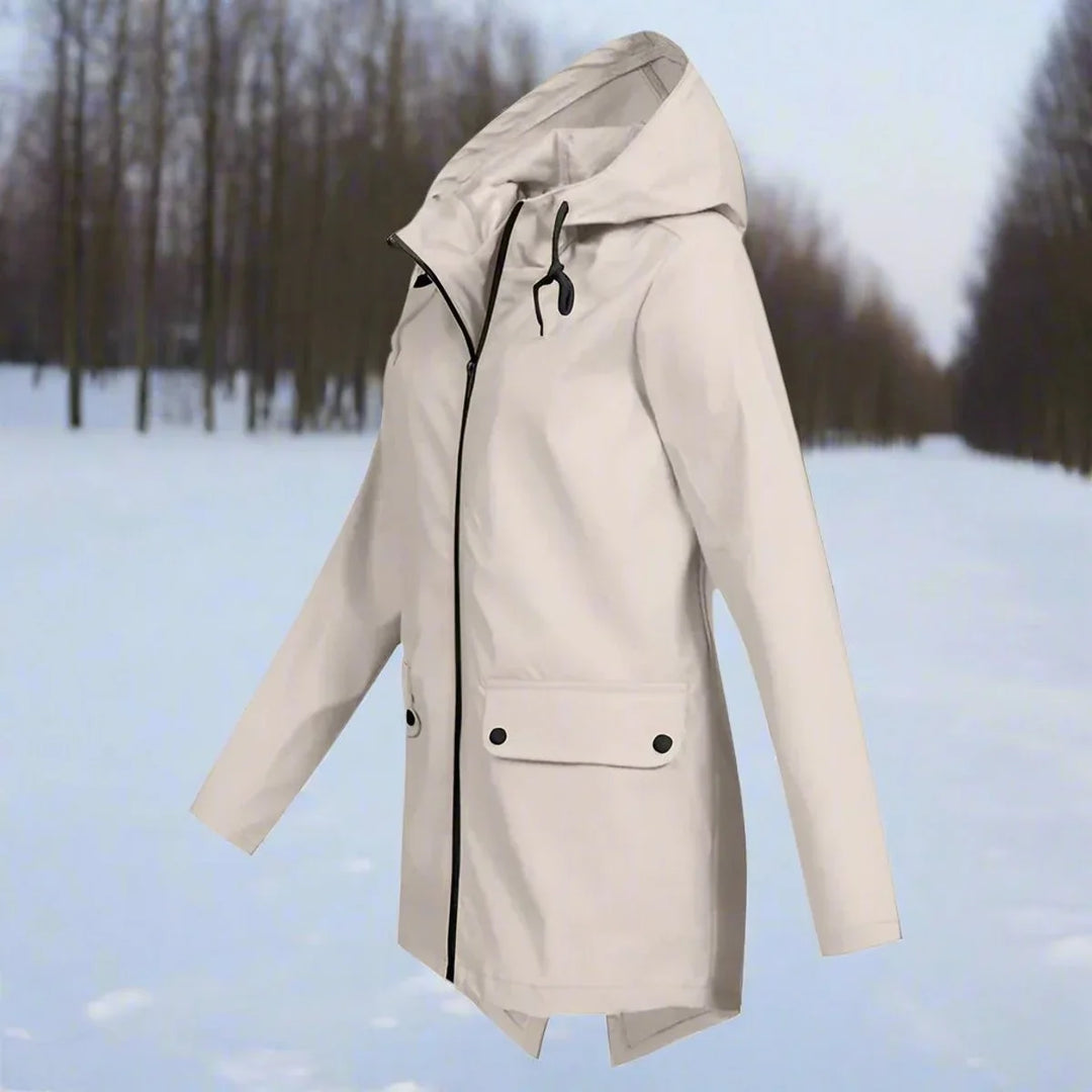 Waterproof Hooded Rain Jacket, Longline Zip-Up