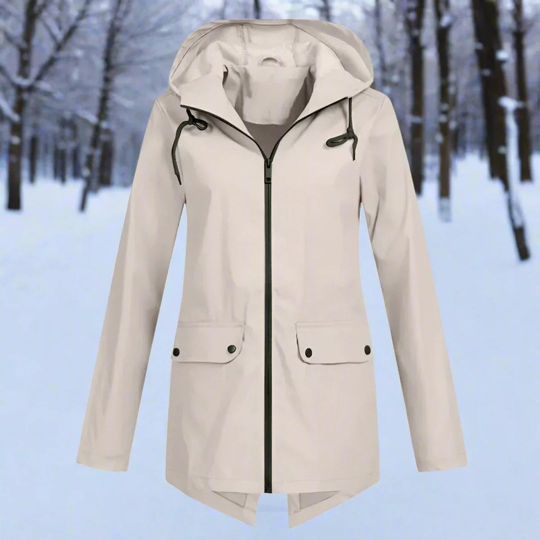 Waterproof Hooded Rain Jacket, Longline Zip-Up