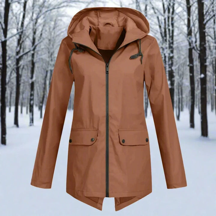 Waterproof Hooded Rain Jacket, Longline Zip-Up
