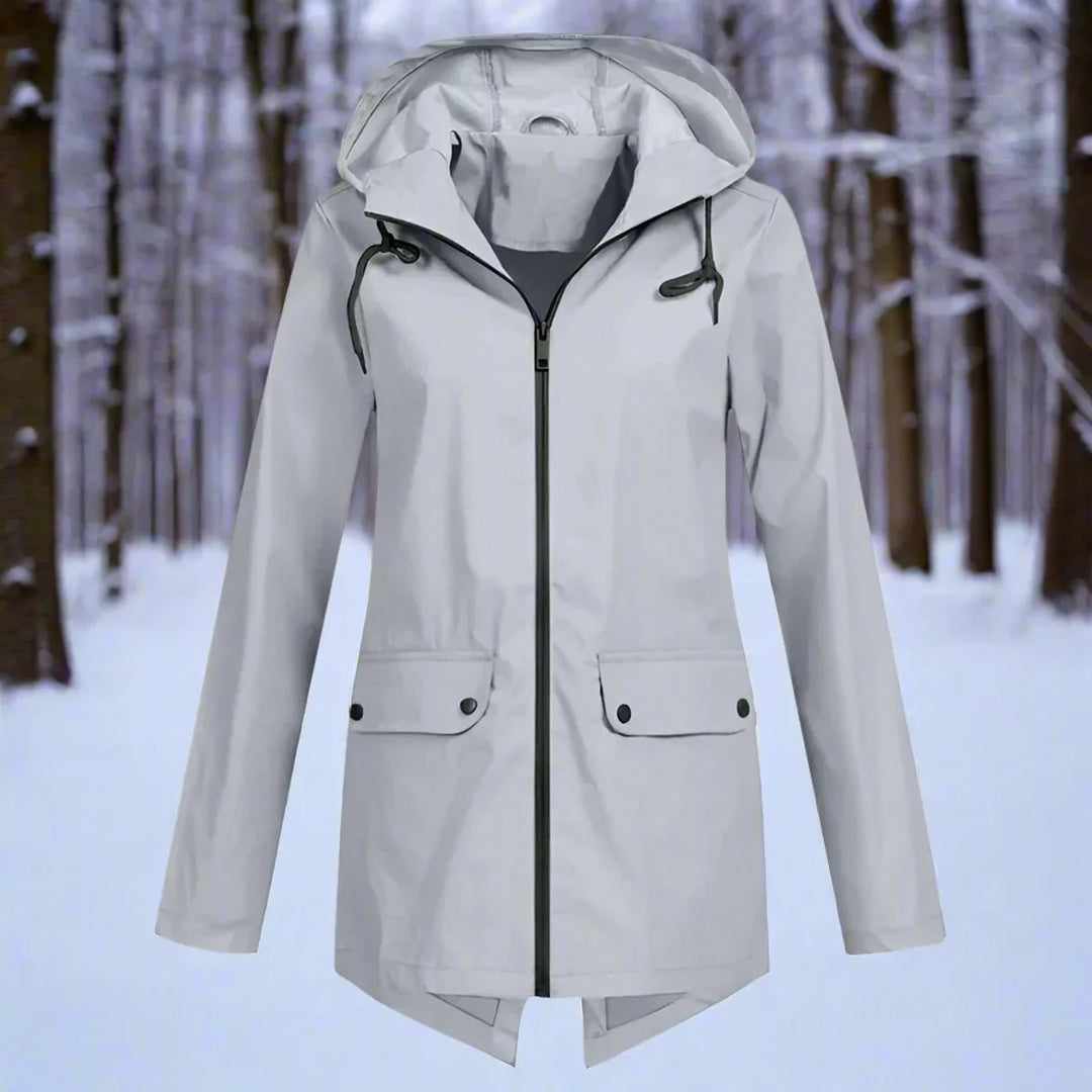 Waterproof Hooded Rain Jacket, Longline Zip-Up