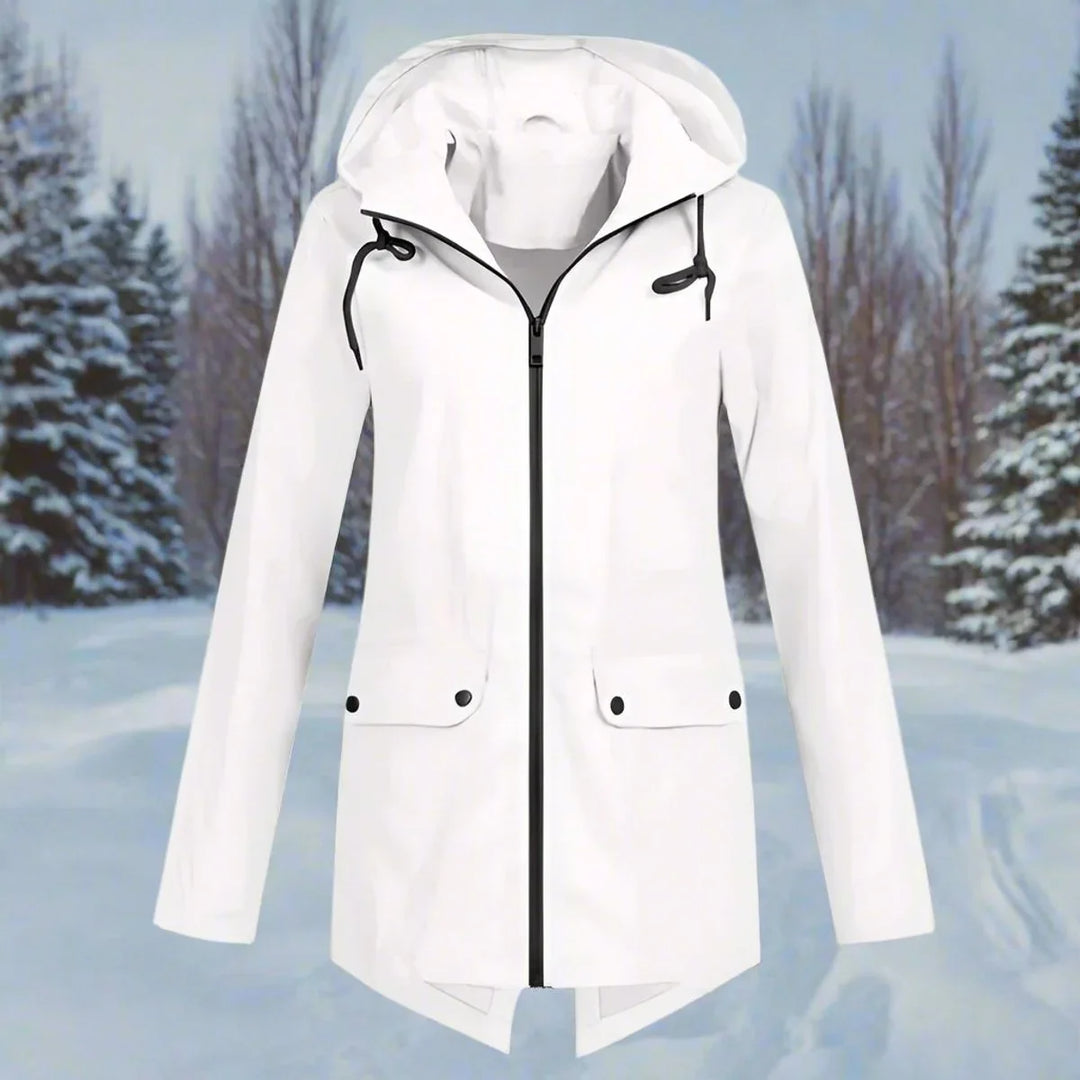 Waterproof Hooded Rain Jacket, Longline Zip-Up
