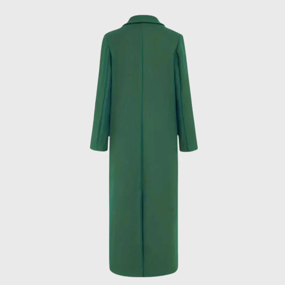 Longline Double-Breasted Winter Coat With Notched Lapel
