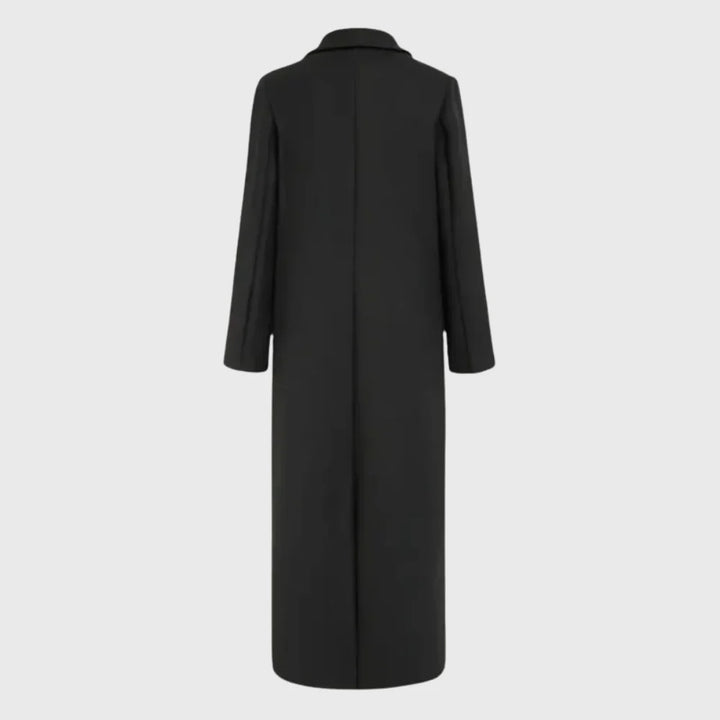 Longline Double-Breasted Winter Coat With Notched Lapel