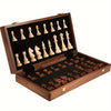 Wooden Chess Set with Folding Board Pieces and Interior Storage Slots Marble