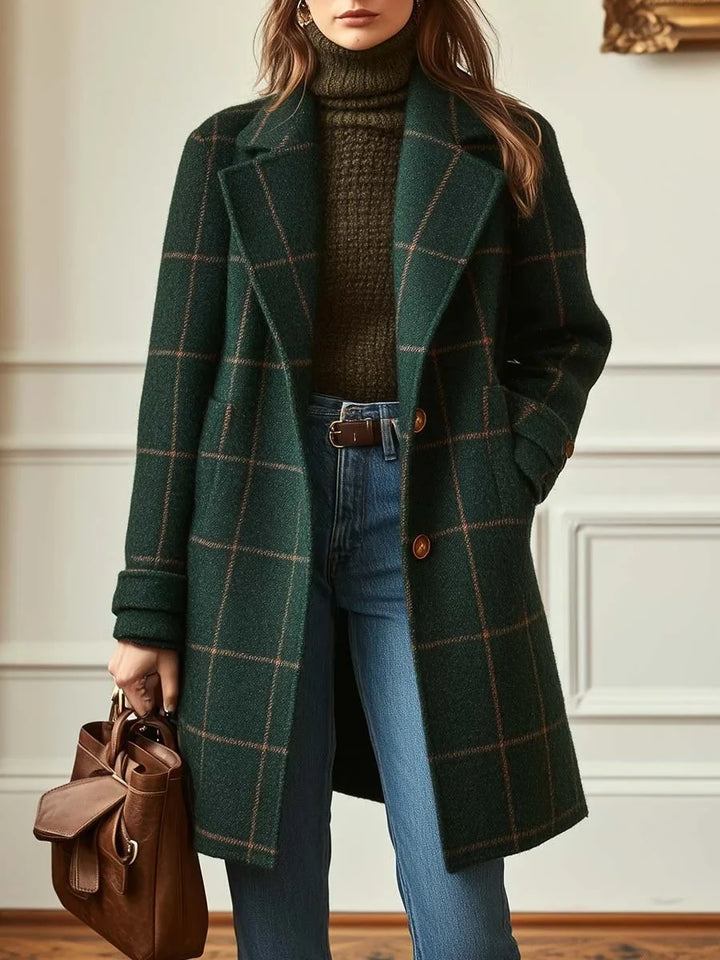 Wool Blend Check Coat