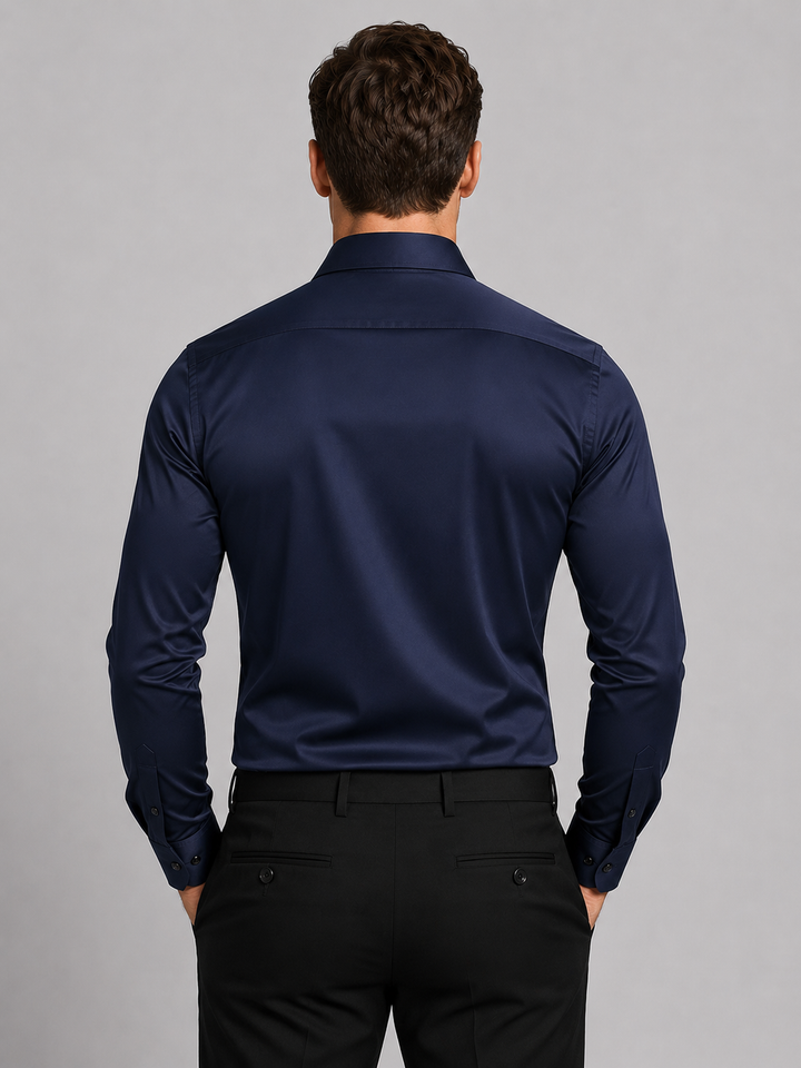 Men's Slim-Fit Satin-Look Stretch Shirt, Long Sleeve