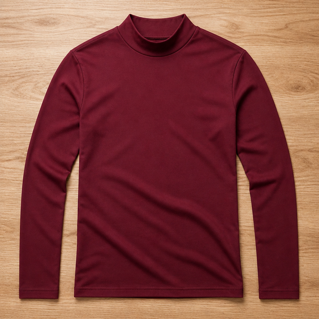 Men's slim-fit long-sleeved top with fold-over high collar